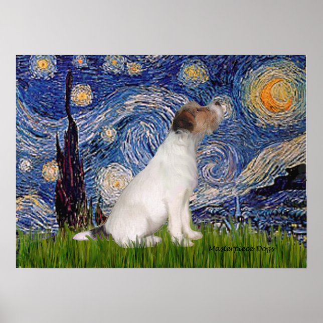 Poster Jack Russell Terrier 5 - Nuit étoilée (Devant)
