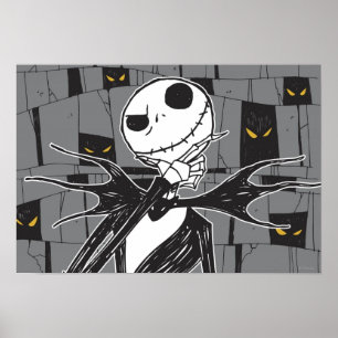 Poster Jack Skellington  Éffrayant Arrière - plan ocula