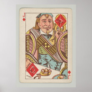 Poster Jack vintage de la carte de jeu de diamants (1889)
