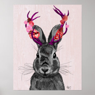 Poster Jackalope avec les andouillers roses