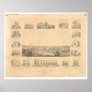 Poster Jackson, CA. Carte panoramique 1857 (0766A)