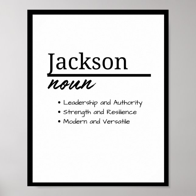 Poster Jackson, Garçon Nom Personnalisé Définition (Devant)