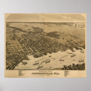 Poster Jacksonville, carte de FL Birdseye, Circe 1874
