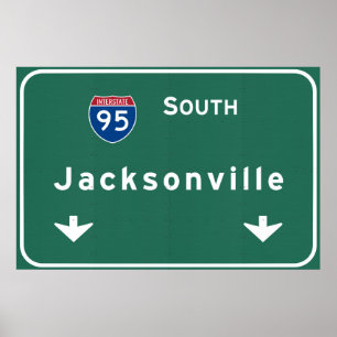 Poster Jacksonville Florida Interstate Highway Freeway :