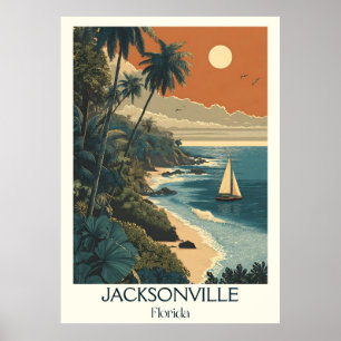 Poster Jacksonville Floride Vintage Beach Art Ocean Art