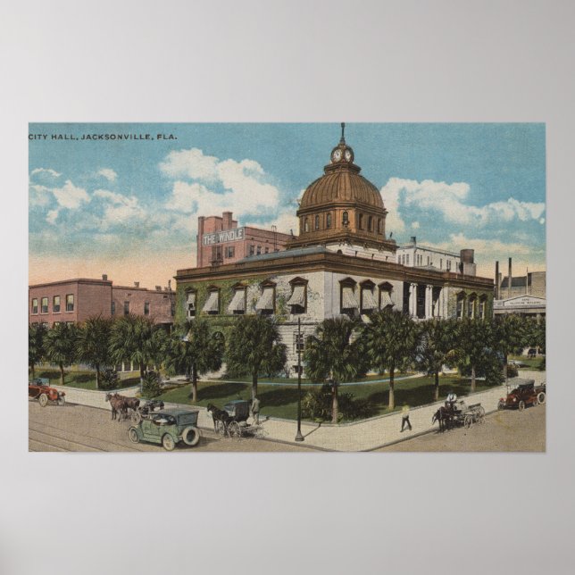 Poster Jacksonville, Floride - Vue extérieure de la ville (Devant)