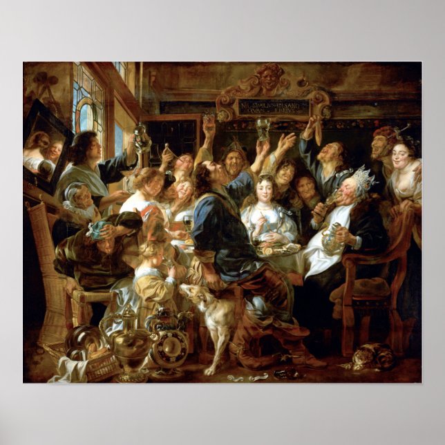 Poster Jacob Jordaens La fête du roi haricot (Devant)
