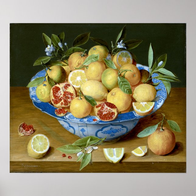 Poster Jacob van Hulsdonck Still Life with Lemons, Orange (Devant)