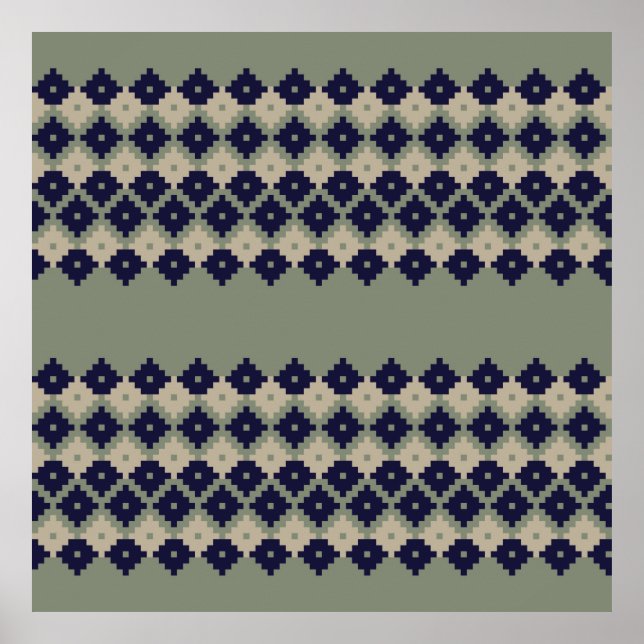 Poster Jacquard fair isle continu motif design abstrait, (Devant)