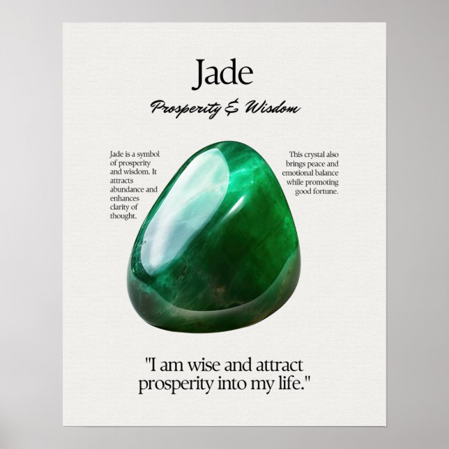 Poster Jade Gem Crystal Signification Card (Devant)