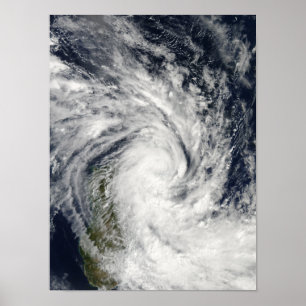 Poster Jade tropical de tempête venant à terre au-dessus