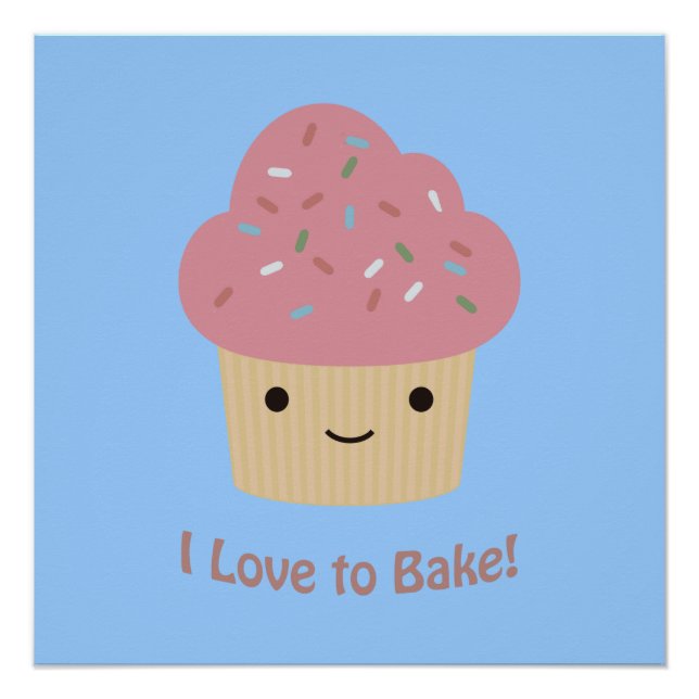Poster J'adore Bake ! Cute Cupcake (Devant)