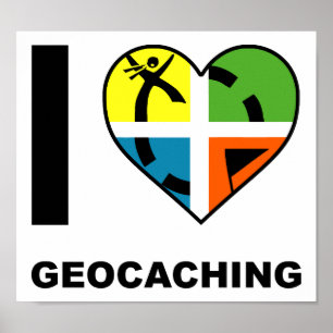 Poster J'adore l'affiche drôle de géocaching