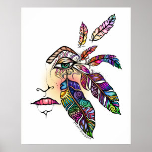 Poster J'ADORE l'art de fantaisie PLUMES 16x20