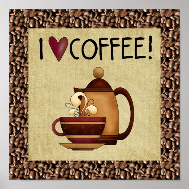 Poster J'adore le café (Devant)