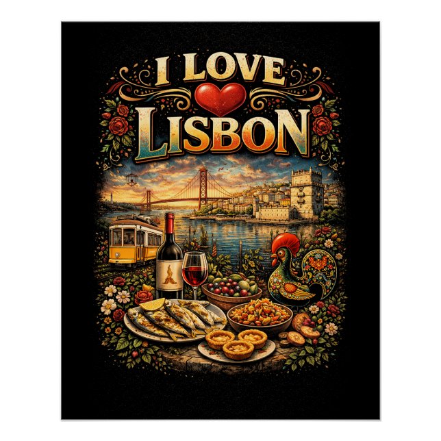 Poster J'adore Lisbonne (Devant)