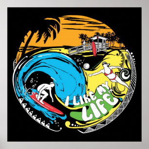 Poster "J'affiche de plage aime MA vie"