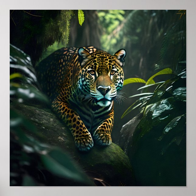 Poster Jaguar dans la jungle (Devant)