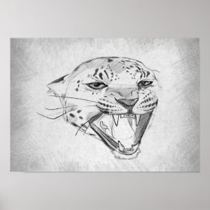 Poster Jaguar - Dessin Graphique