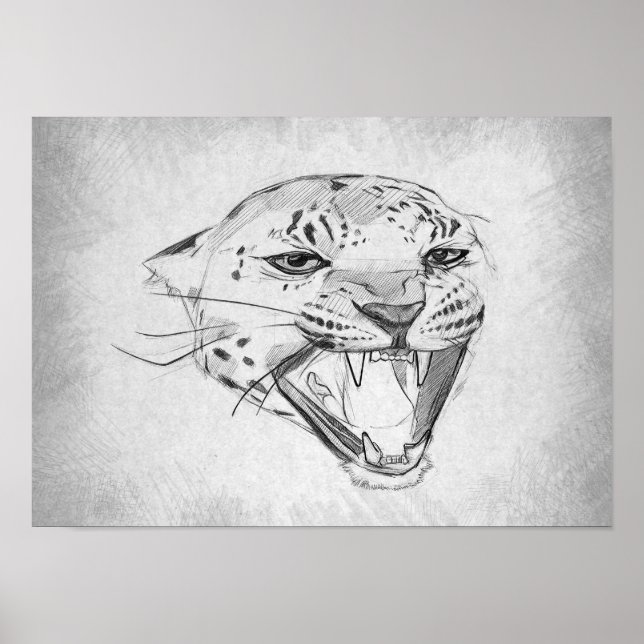 Poster Jaguar - Dessin Graphique (Devant)