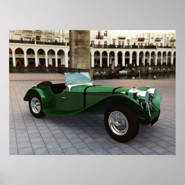 Poster Jaguar SS 90 Roadster - GRAND (Devant)