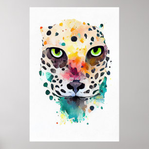 Poster Jaguar Wild Animal Nature Aquarelle Art Peinture
