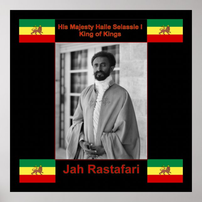 Poster Jah Rastafari, Haile Selassie I Canvas Imprimer 3  (Devant)