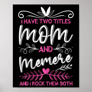 Poster J'Ai 2 Titres Maman Et Memere Grand-Mère Fête Des