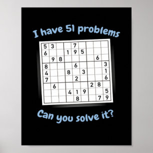 Poster J'Ai 51 Problèmes Sudoku Puzzle Japon