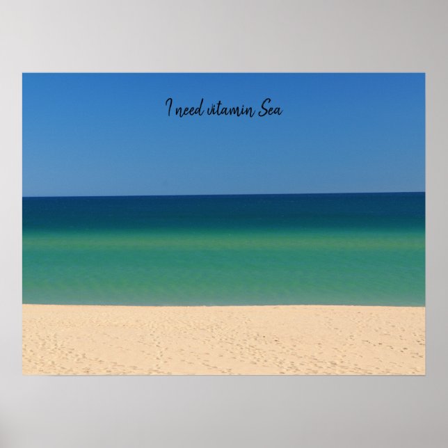 Poster J'ai besoin de la mer de Vitamine— Plage, Bleu, Ea (Devant)