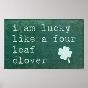 Poster J'Ai De La Chance Comme Un Clover À Quatre Feuille