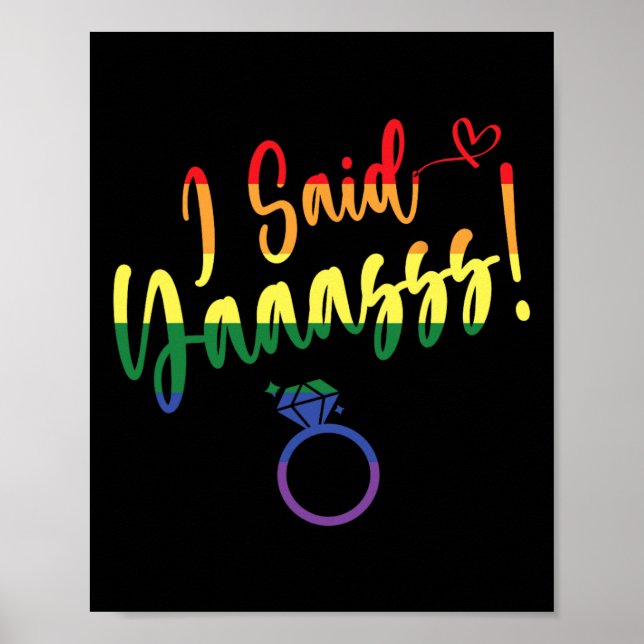 Poster J'ai dit oui Gay Lgbtq Fierté Arc-en-ciel Marié Cé (Devant)