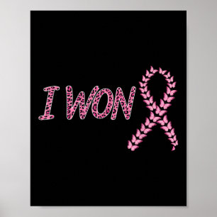 Poster J'ai gagné Ruban Rose de soutien à la sensibilisat