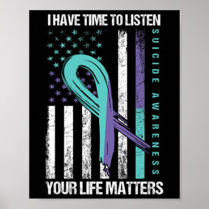 Poster J'Ai Le Temps D'Écouter Problèmes De Vie Suicide