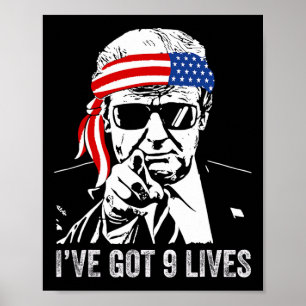 Poster J'ai neuf vies - Trump 2024 drôle