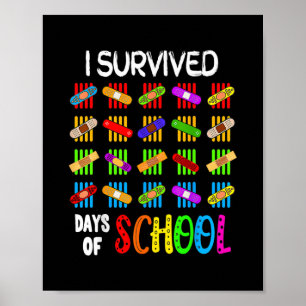 Poster J'Ai Survécu À 100 Jours D'Enseignants