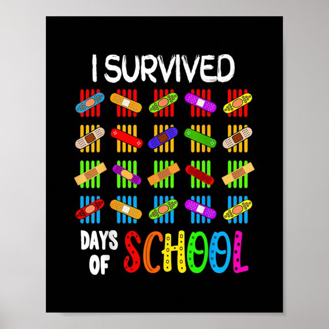 Poster J'Ai Survécu À 100 Jours D'Enseignants (Devant)