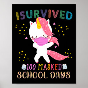 Poster J'Ai Survécu À 100 Jours Scolaires Masqués Dabbing