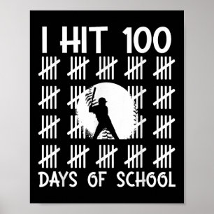 Poster J'Ai Touché 100 Jours De Baseball Scolaire 100E Jo