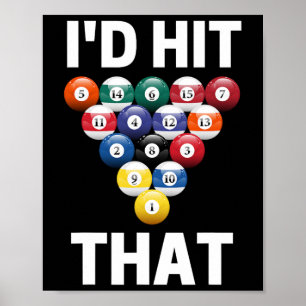 Poster J'Ai Touché Ce Billard Amusant Joueur De Ball Pool
