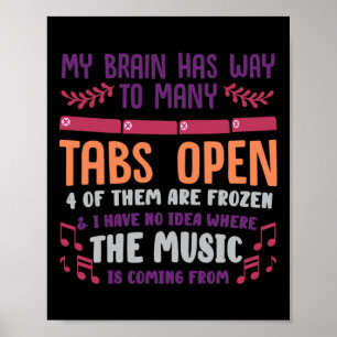 Poster J'Ai Trop D'Onglets Ouvert Ou Santé Mentale O Adhd