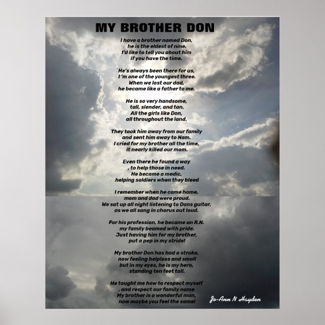 Poster J'AI UN FRÈRE NOMMÉ DON poem (Devant)