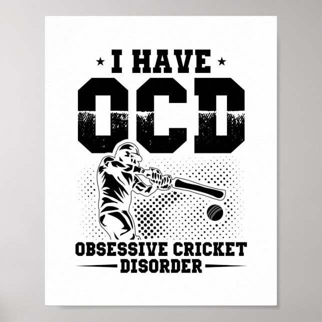 Poster J'ai un OCD | Cricket Player Idée cadeau (Devant)