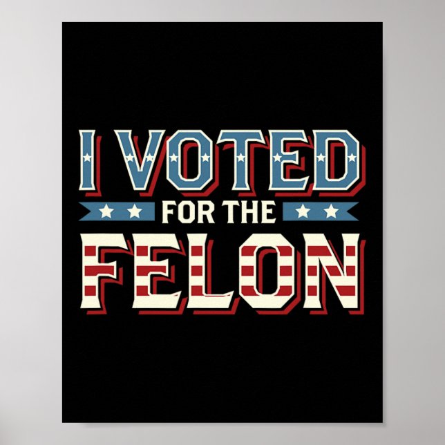 Poster J'Ai Voté Pour Le Felon - Donald Trump 2024 (Devant)