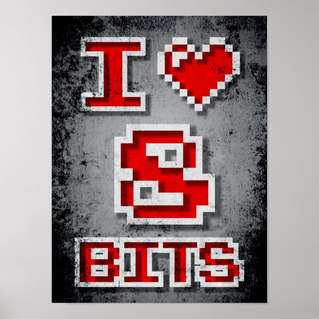 Poster J'aime 8 bits (Devant)