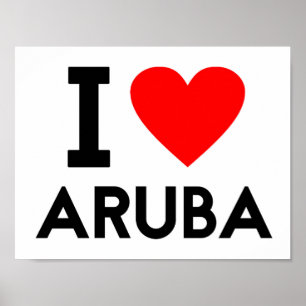 Poster j'aime Aruba pays nation coeur symbole texte