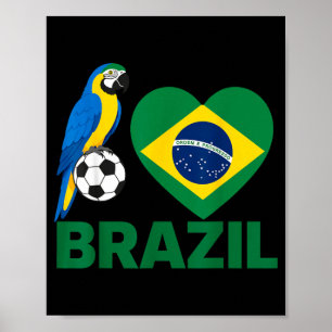 Poster J'aime Brésil Drapeau Brésilien Cœur Femmes Enfant