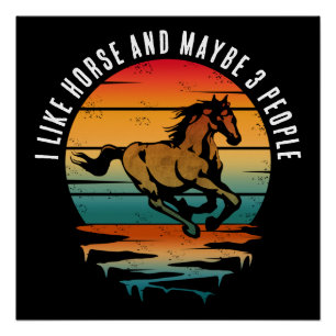 POSTER J'AIME CHEVAL ET PEUT-ÊTRE 3 PERSONNES