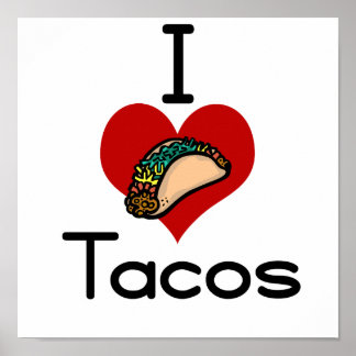 Poster J'aime (coeur) les tacos