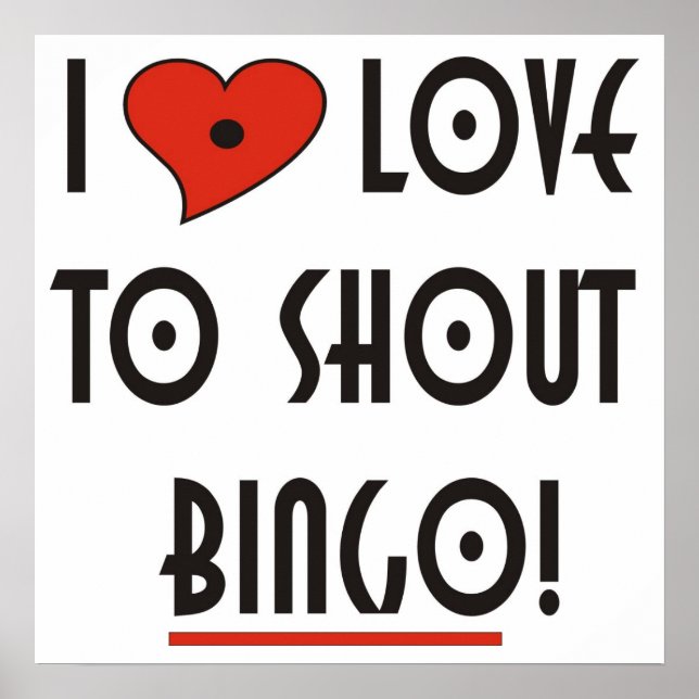 Poster J'aime crier Bingo (Devant)